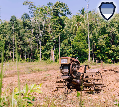 Old tractor in a field