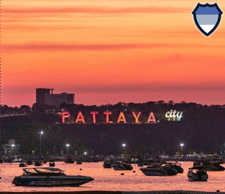The Pattaya sign at sunset