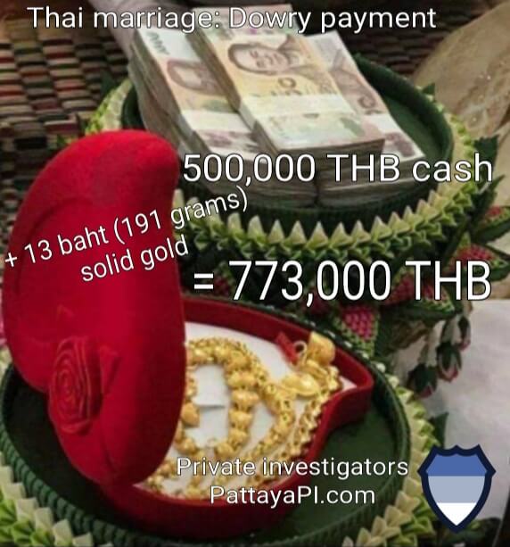 Money for a Thai wedding dowry payment